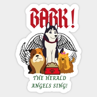 Bark the Herald Angels Sing! (Hark the Herald Angels Sing!) Christmas Angel Dogs Sticker